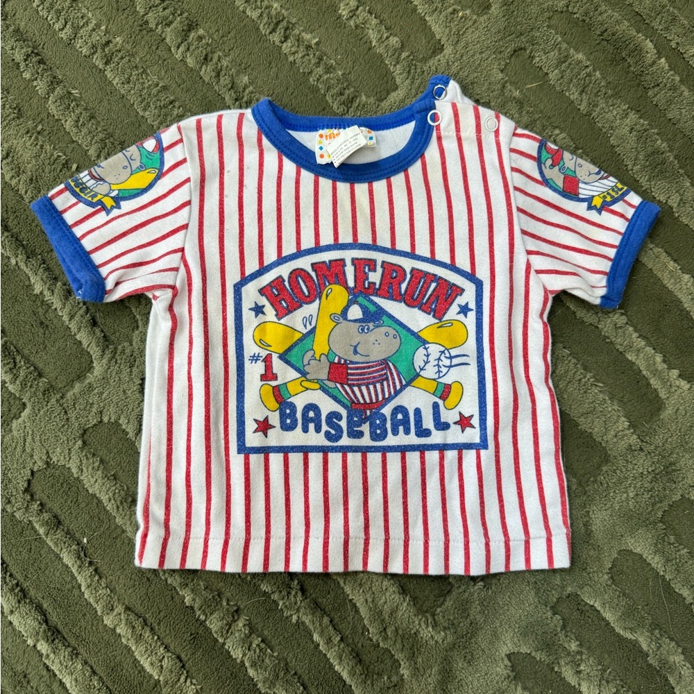 Retro Kids Baseball Graphic Tee - Red and Blue
